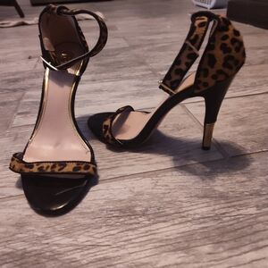 ZU Marley Leopard Leather Heels Size 7 1/2 Mob Wife